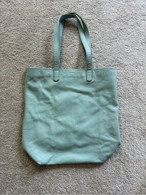 BAGGU Mint Green Leather Tote